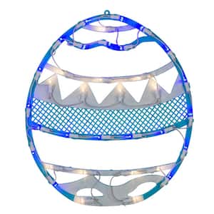 17 in. LED Lighted Blue Easter Egg Spring Window Silhouette Decoration