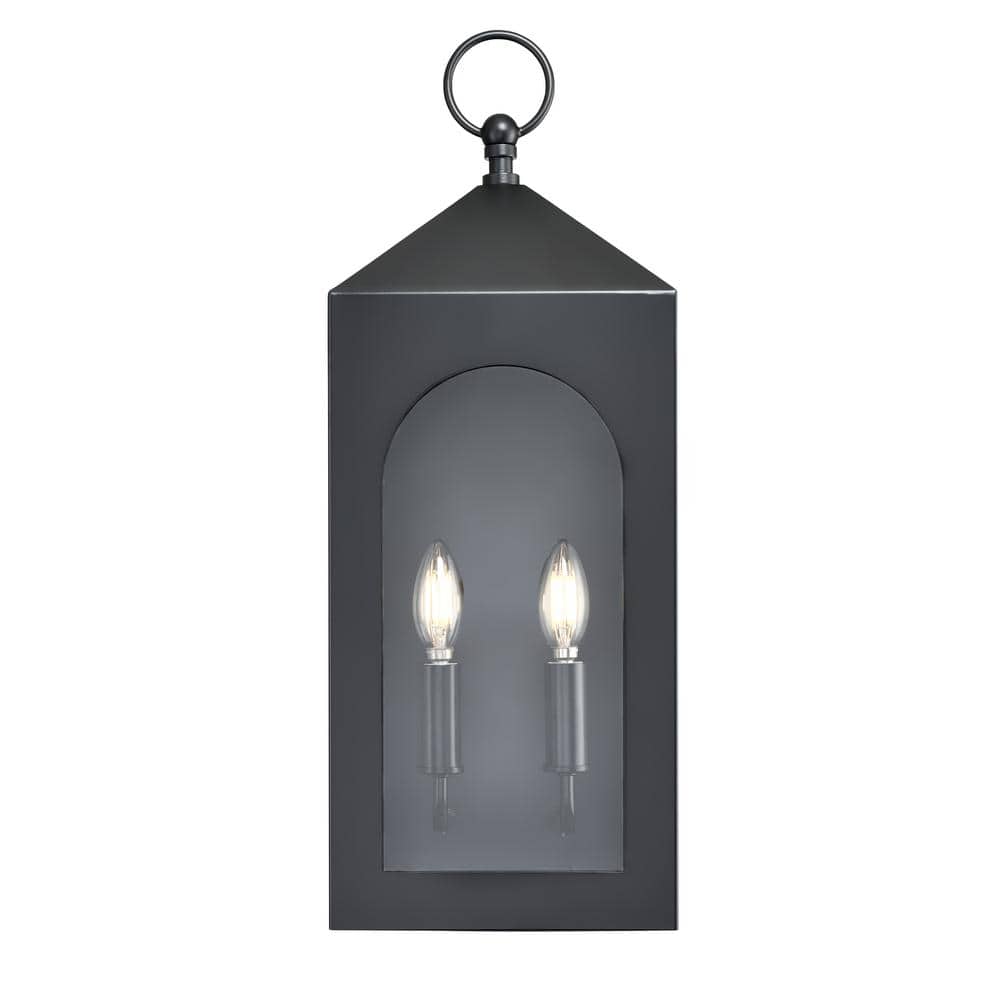 Bratton 2-Light 9.29 in. Wide Powder Coated Black Outdoor Wall Lantern with Clear Glass price history on PriceWatchPro