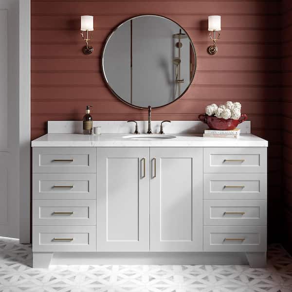 ARIEL Taylor 66.25 in. W x 22 in. D x 36 in. H Single Sink Freestanding Bath Vanity in Grey with Carrara Quartz Top