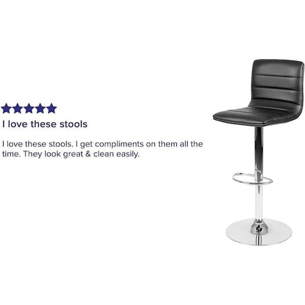 Unbranded Furniture Modern Black Metal Adjustable Outdoor Bar Stool with Backrest, Counter Height Swivel Stool with Chrome Base