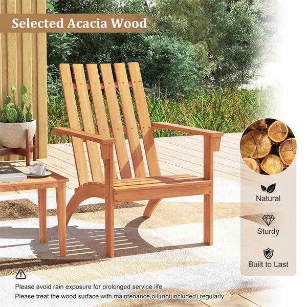 HONEY JOY 2 Piece Outdoor Adirondack Chair Solid Acacia Wood Fire