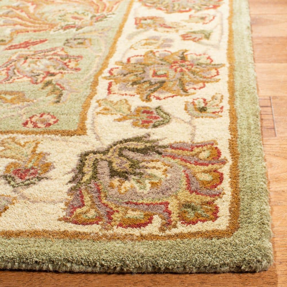 Green and Gold Hand-Tufted Wool Area Rug, 2'3" x 4'