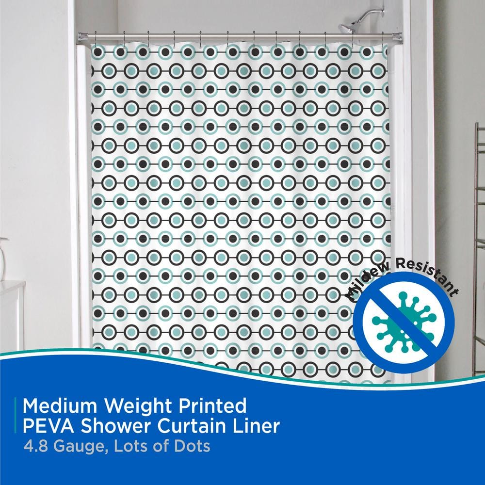 Medium Weight Decorative PEVA Shower Curtain Liner with Dots