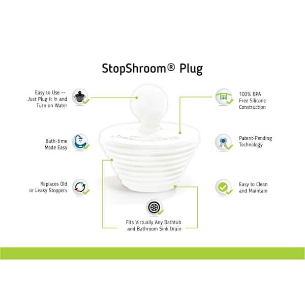 SinkShroom 1.25 in. Bathroom Sink Drain Protector Hair Catcher in White and  Nickel with Stopper Plug Bundle HDSSNKSTP124 - The Home Depot