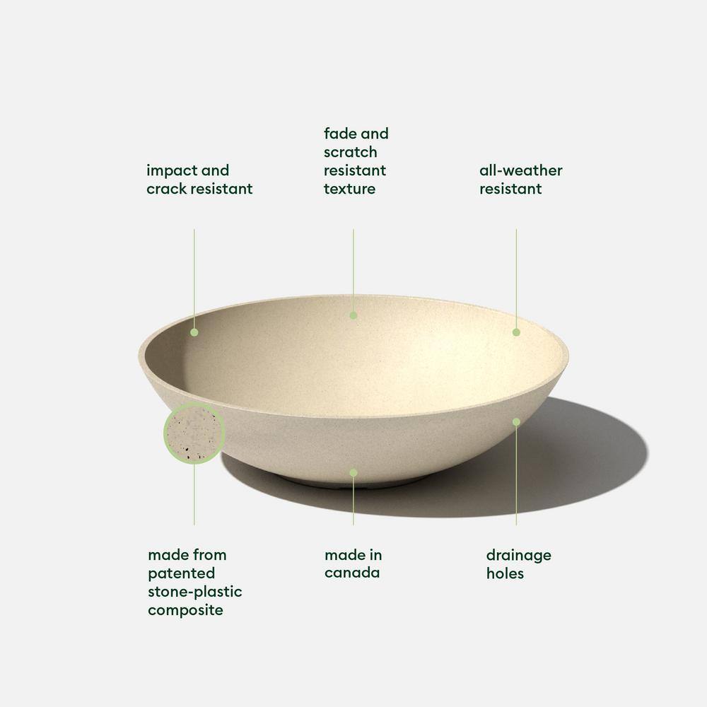 Sandstone 24" Round Plastic-Stone Indoor/Outdoor Planter