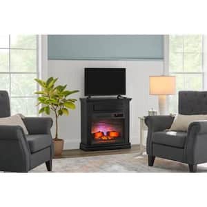 Wheaton 31 in. Freestanding Wooden Infrared Electric Fireplace in Black