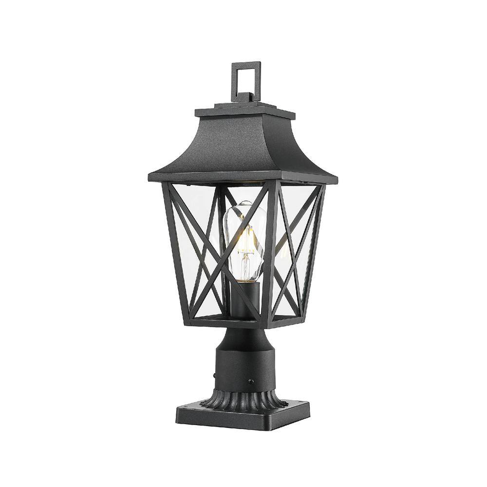 19.8 in. 1-Light Waterproof Black Outdoor Hardwired WallLantern Sconce with