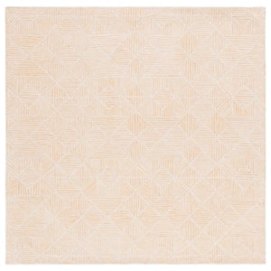 Abstract Gold/Ivory 6 ft. x 6 ft. Diamond Geometric Square Area Rug