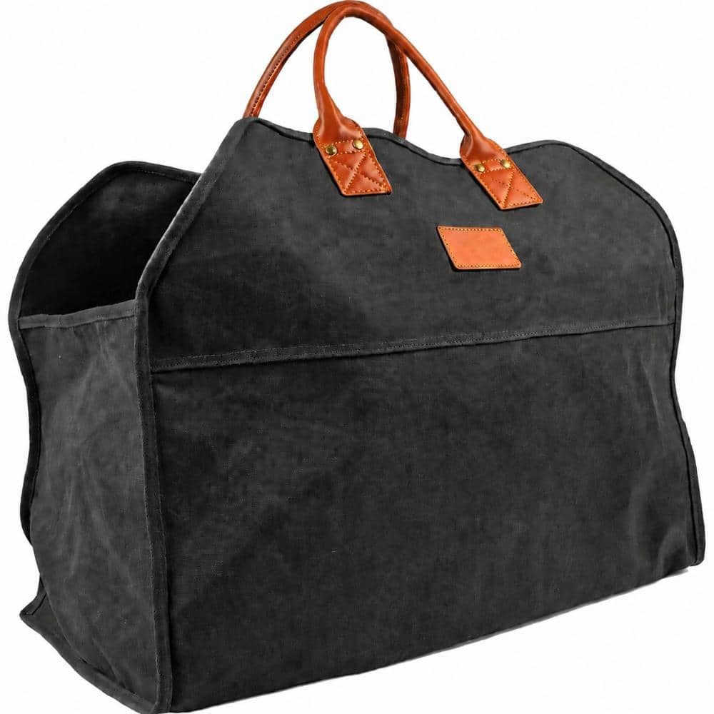 10 in. Heavy Duty Indoor Outdoor Firewood Log Carrier Tote Bag with 5 in. Handles Waxed Canvas Waterproof