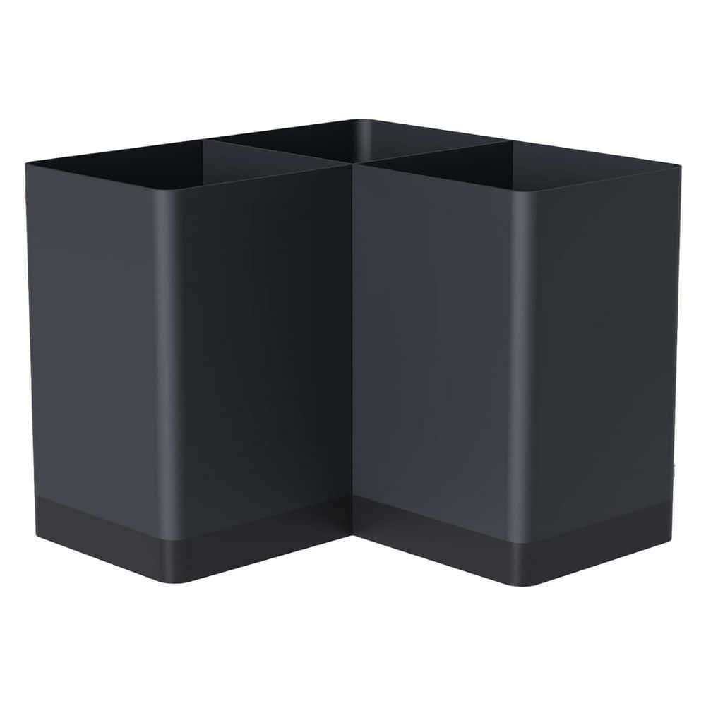 Black Iron Kitchen Utensil Holder for Corner Counter with 3 Compartments and Space-Saving Design price history on PriceWatchPro