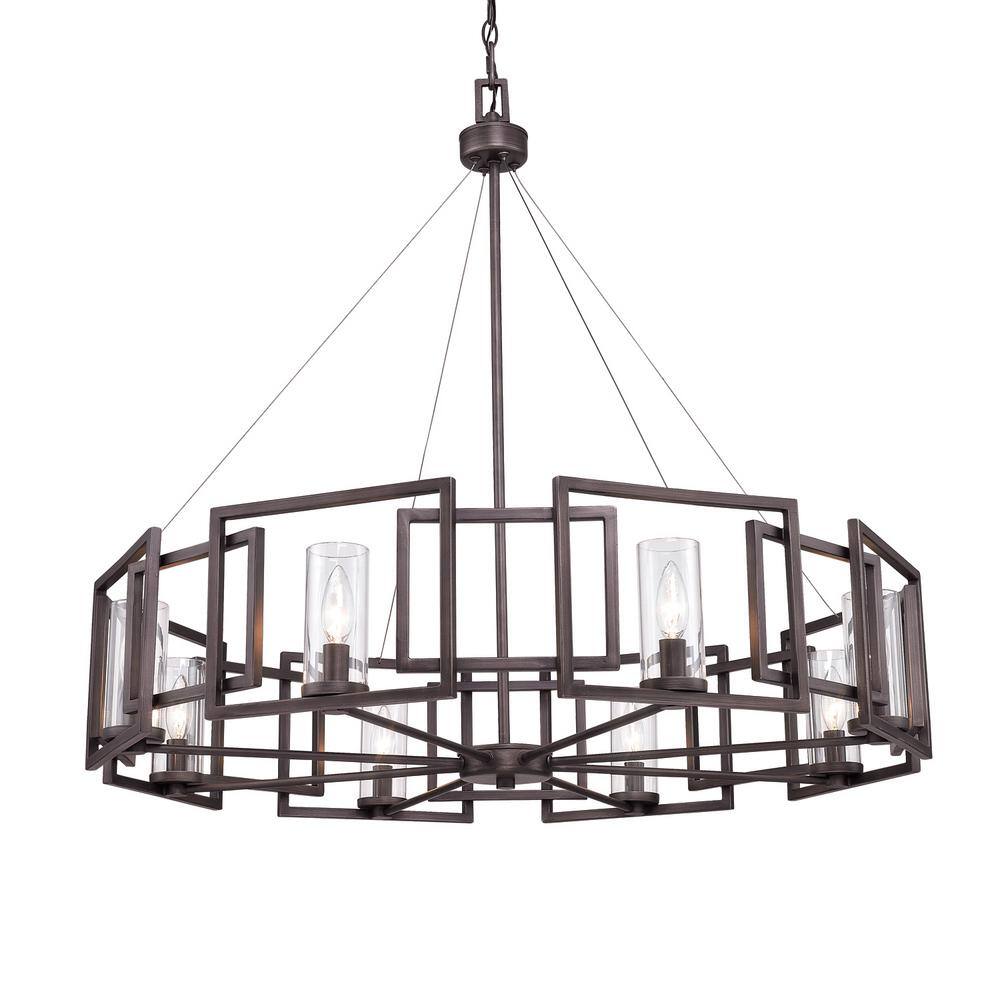 Bronze 35.5" Contemporary Candle Chandelier with Clear Glass