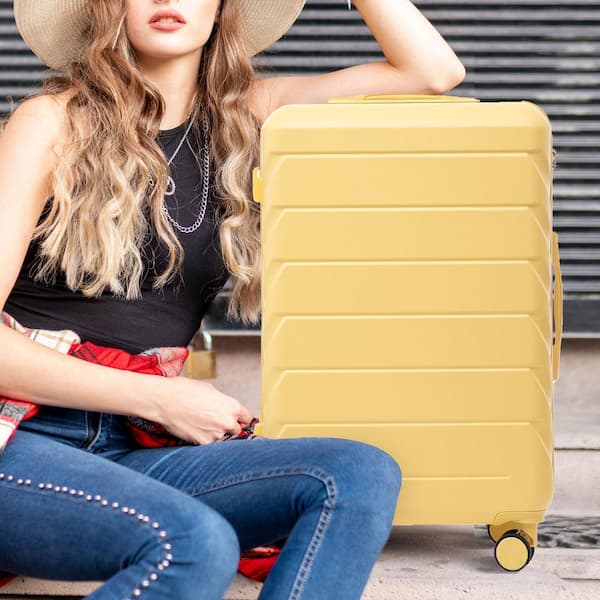 Boyel Living 3-Piece Yellow ABS Hardside Spinner Luggage Set with