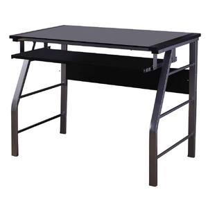 SignatureHome 24 in. W Silver / Black Finish Material Glass / Metal Branson Home & Office Workstation Computer Desk.