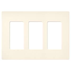 Claro 3 Gang Wall Plate for Decorator/Rocker Switches, Satin, Biscuit (1-Pack)