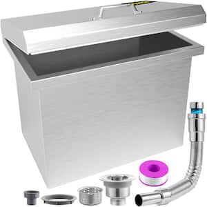 28 in. x 16 in. x 17 in. Drop in Cooler with Hinged Cover 76.3 Qt. Stainless Steel Ice Bin for Outdoor Kitchen, Silver