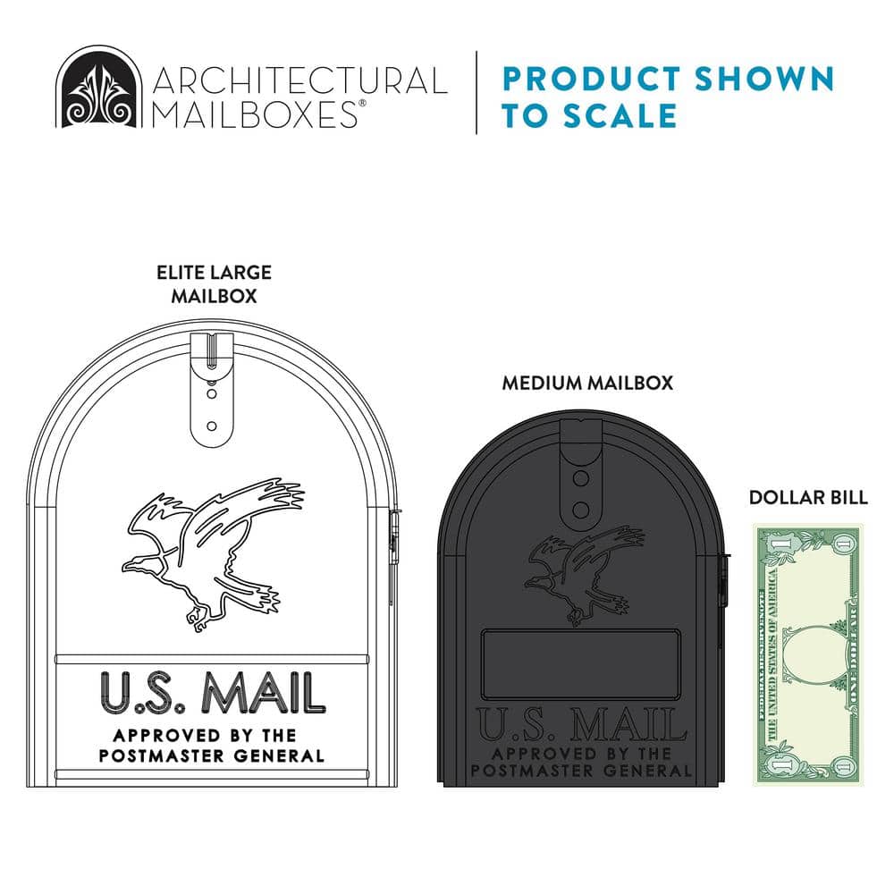 Elite Large White Steel Post Mount Mailbox