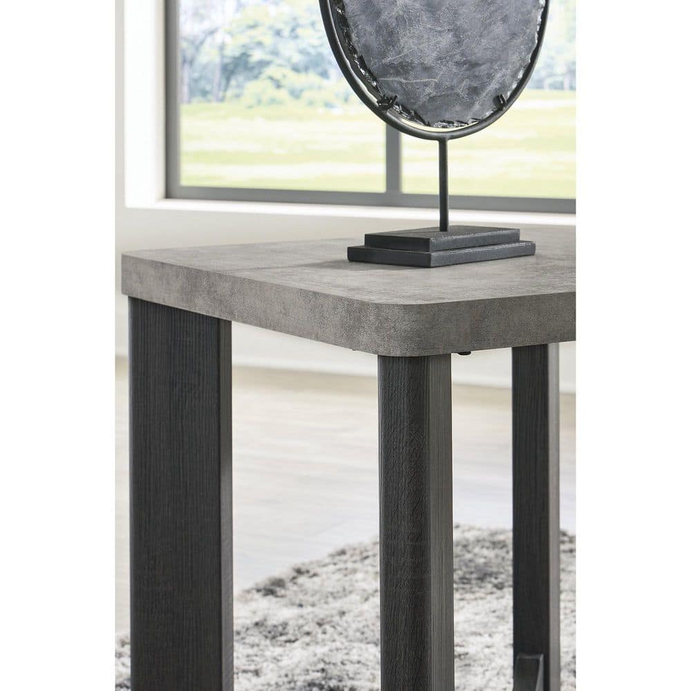 Gray Square Faux Cement and Wood Coffee Table Set