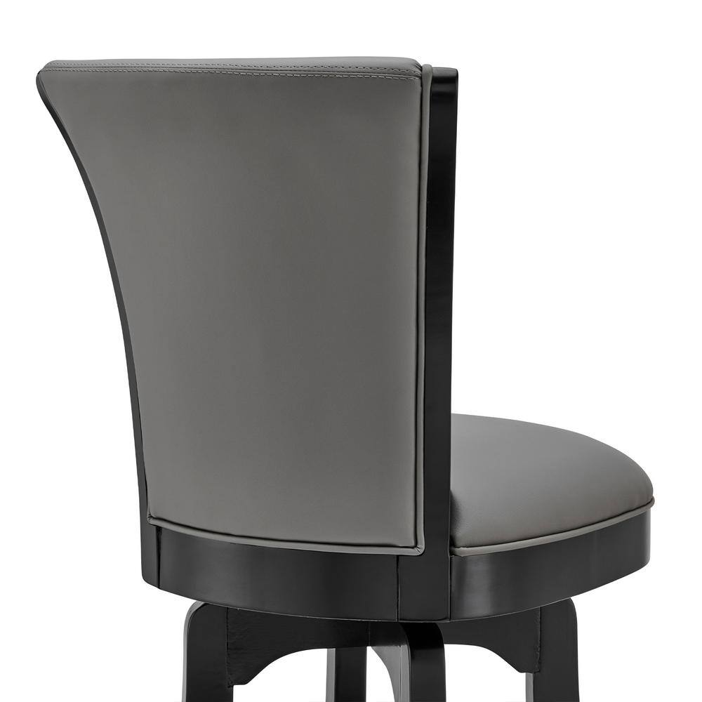 Gray Faux Leather and Wood Swivel Barstool, 30" Height