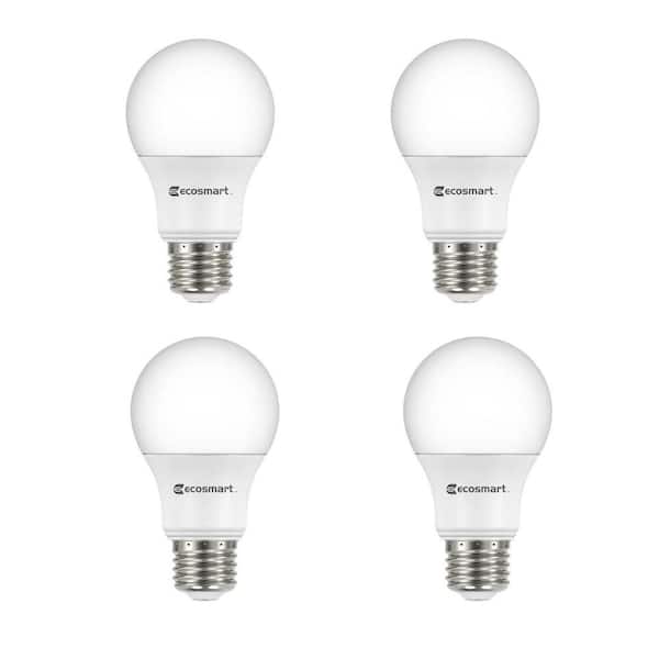 EcoSmart 40-Watt Equivalent A19 Dimmable Energy Star LED Light Bulb Soft White (4-Pack)