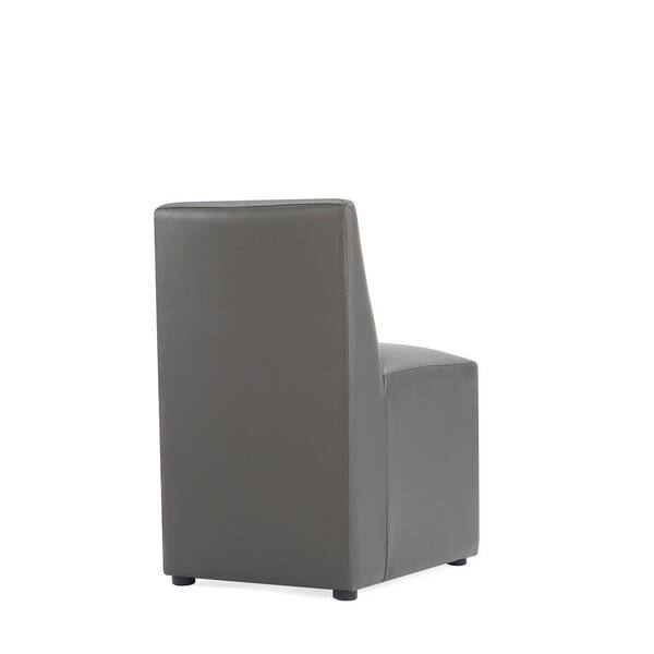 Manhattan Comfort Anna Modern Pewter Faux Leather Upholstered