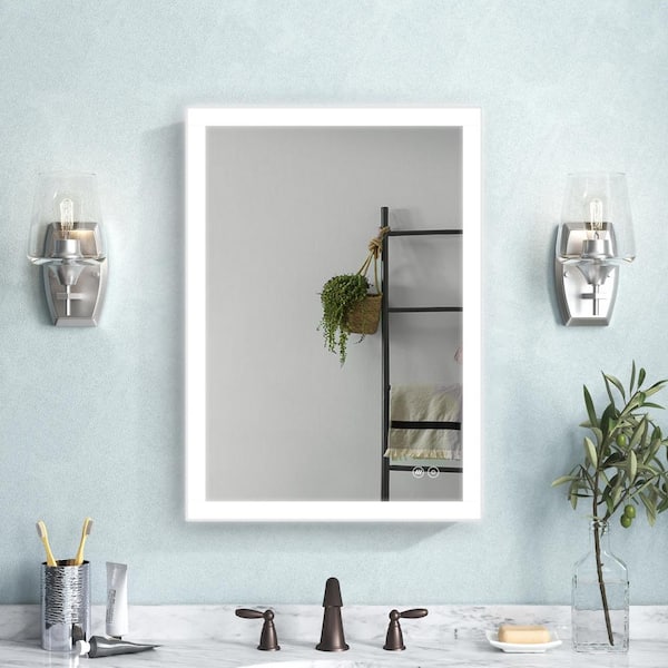 FUNKOL 20 in. W x 28 in. H Rectangular Frameless LED Wall Mounted Bathroom Vanity Mirror with Anti-fog Memory Dimmable
