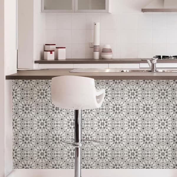 Catalan Grey 10 in. x 10 in. Vinyl Peel and Stick Backsplash Tiles (set of 4)