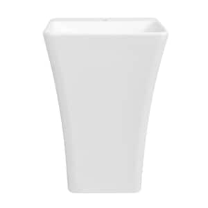 23.6 in. Solid Surface Resin Pedestal Sink Basin in White