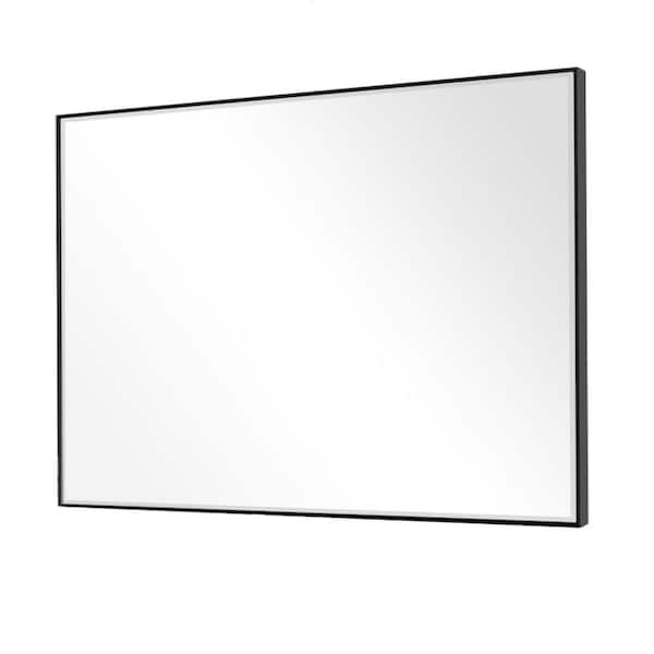 Dovelina Medium Rectangle Black Beveled Glass Shelves & Drawers Modern Mirror (38 in. H x 26 in. W)