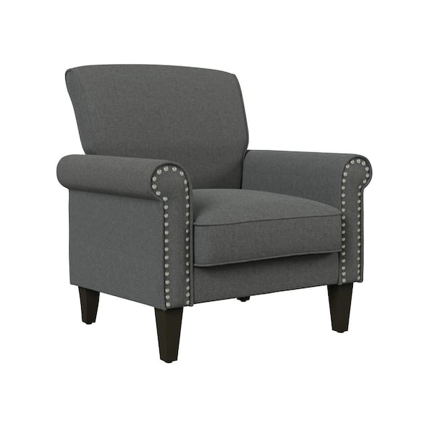 Handy Living Jean Charcoal Gray Linen Arm Chair