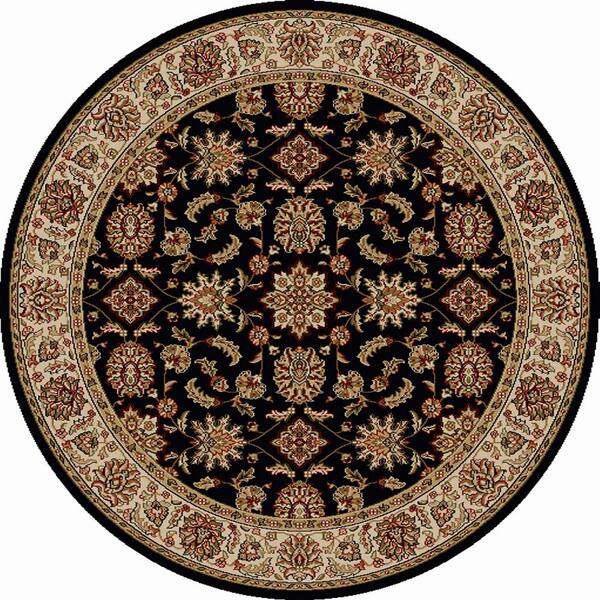 Como Black 5 ft. Traditional Oriental Floral Round Area Rug 1592/1015 ...