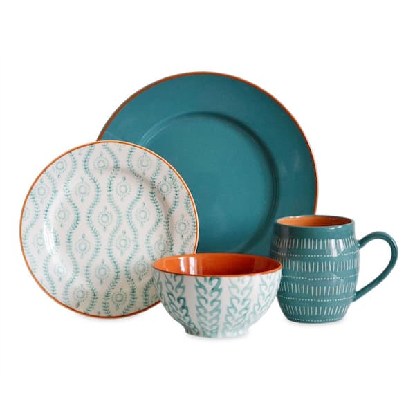 BAUM Tangiers 16-Piece Turquoise Dinnerware Set (Service for 4)