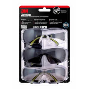 SecureFit 400 Series Black/Neon Green Frame with Anti-Fog Lens Safety Eyewear (3-Pack)