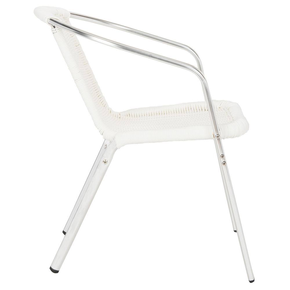 Chic White Transitional Wicker and Aluminum Arm Chair (Set of 2)