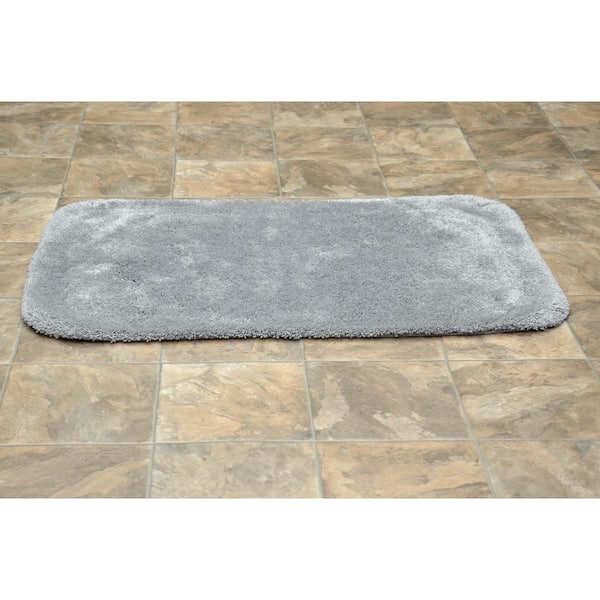 Garland Rug Traditional 4 Piece Nylon Washable Bathroom Rug Set Platinum Gray