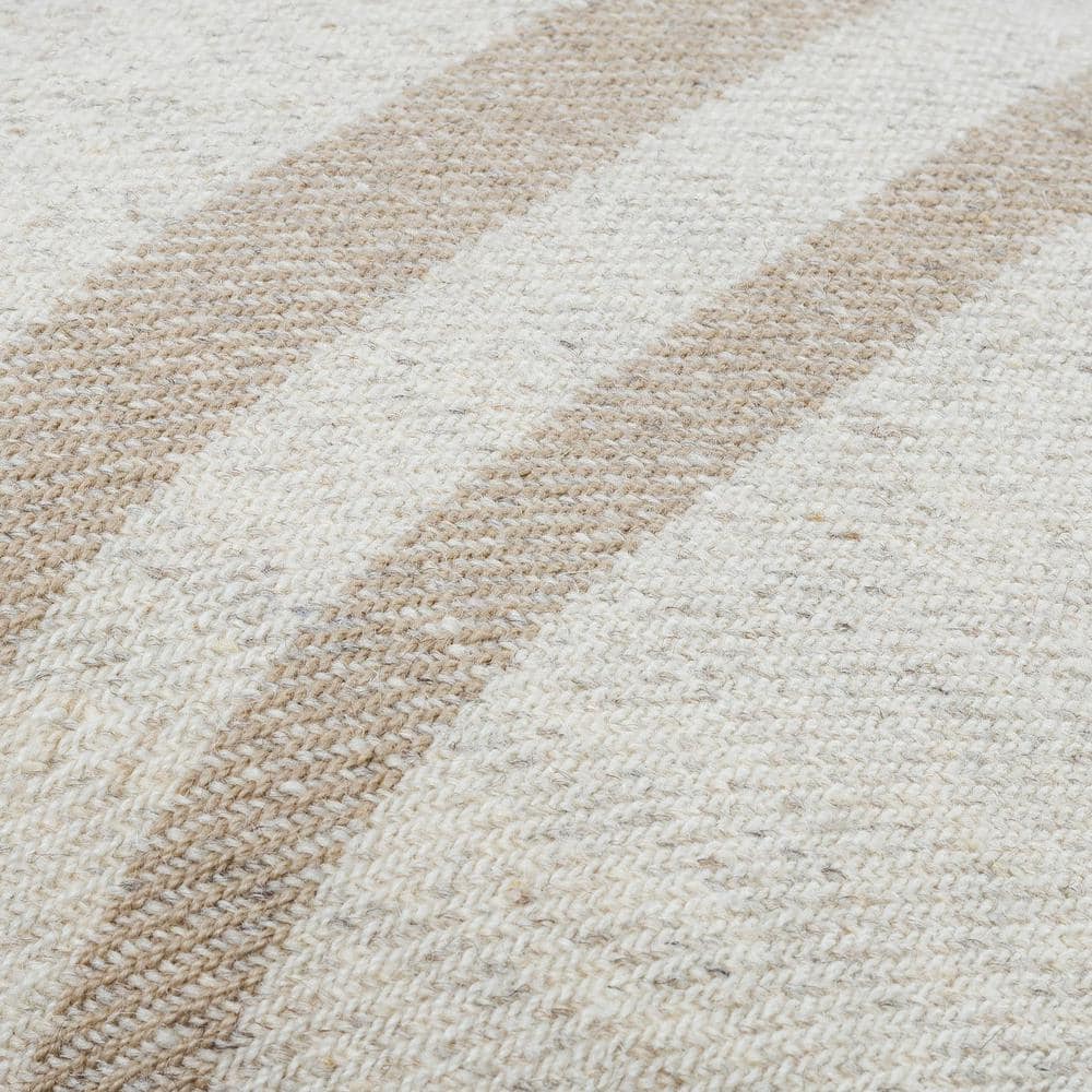 Brett 20" Cream and Light Brown Wool Blend Accent Pillow Set