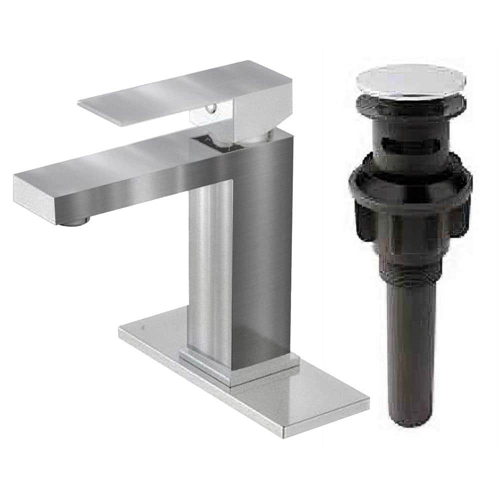 Brushed Nickel Stainless Steel Single Handle Bathroom Faucet