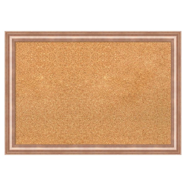 Amanti Art Harmony Rose Gold Wood Framed Natural Corkboard 27 in. x 19 in. Bulletin Board Memo Board