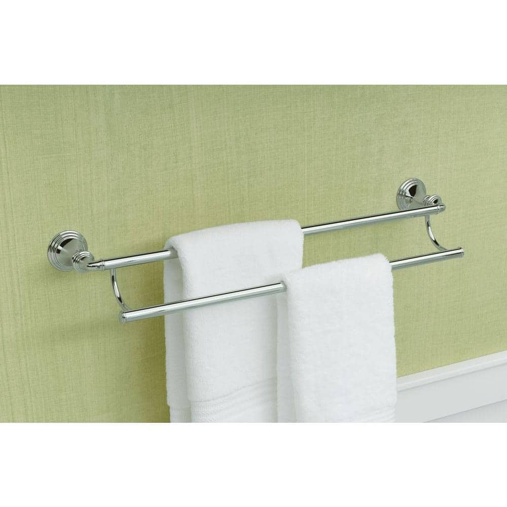 Polished Chrome 24-Inch Double Wall Mounted Towel Bar