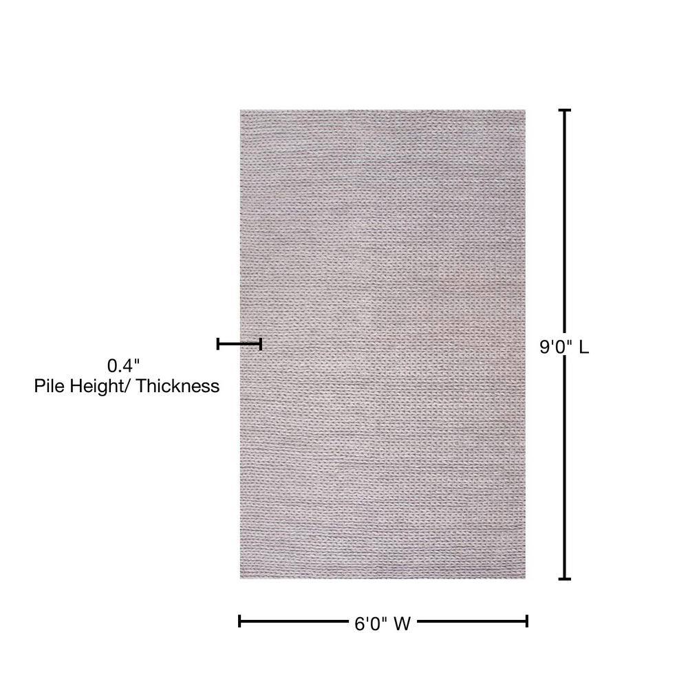 Handmade Light Gray Wool Blend Braided Rectangular Rug 6' x 9'