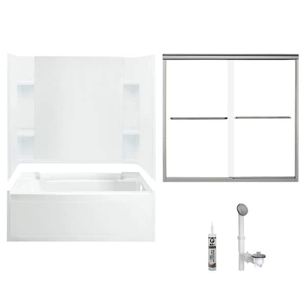 STERLING Accord 36 in. x 60 in. x 75.25 in. Bath and Shower Kit with Right-Hand Drain in White and Brushed Nickel