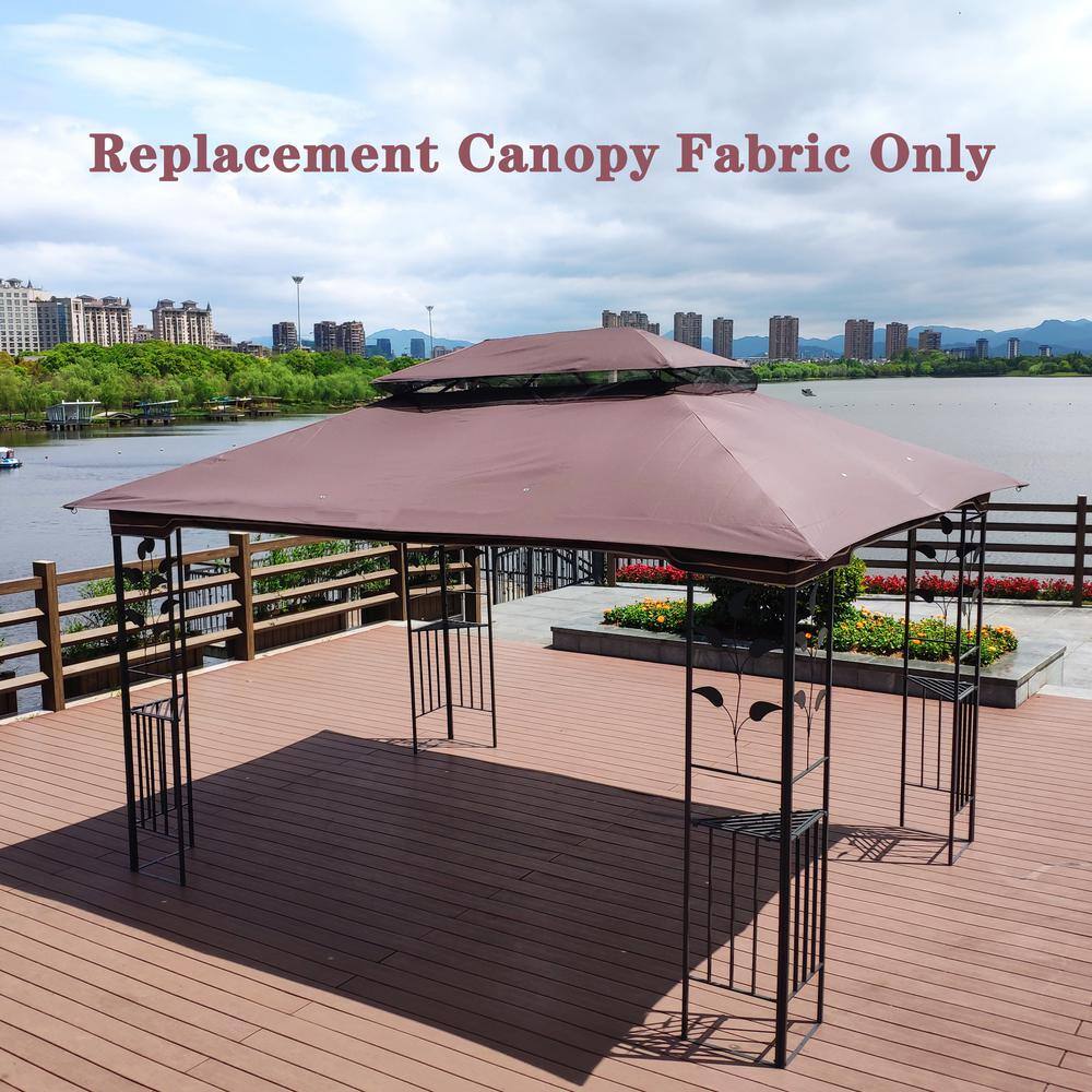 13x10 Brown Polyester Double Roof Gazebo Replacement Canopy