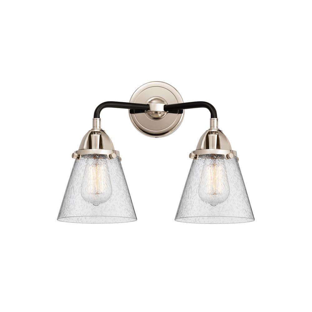 Cone 14.25 in. 2-Light Black Polished Nickel Vanity Light with Glass Shade price history on PriceWatchPro