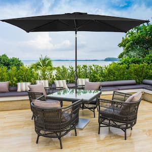 10 ft. x 6.5 ft. Rectangle Market with Tilt Button Patio Umbrellas in Dull Black