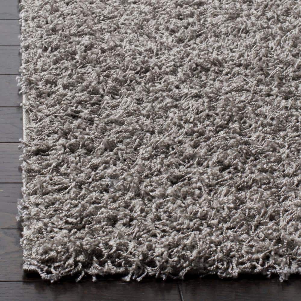 Light Grey 4' x 6' Synthetic Shag Area Rug