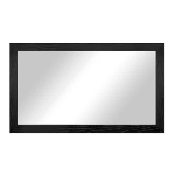 3 in Black Frame (50 in. W x 33 in. H) Oak Hardwood Rectangle Wall Mirror
