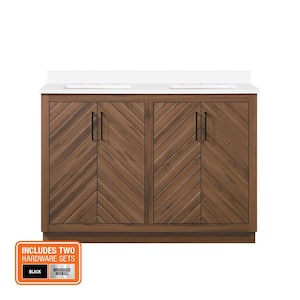Huckleberry 48 in. W x 19 in. D x 34 in. H Double Sink Bath Vanity in Spiced Walnut with White Engineered Stone Top