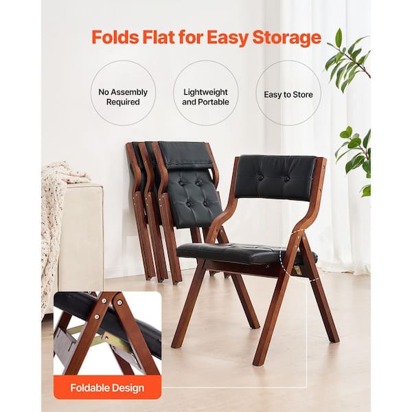 SKYSHALO Portable Foldable Wooden Folding Chairs with Leather