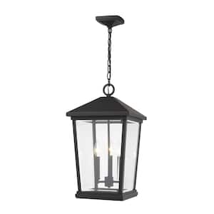 3-Light Oil Rubbed Bronze Outdoor Pendant Light with Clear Beveled Glass Shade