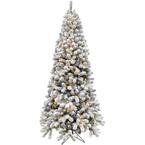 6.5-ft. Pre-Lit Snow Flocked Alaskan Pine Artificial Christmas Tree, Warm White LED Lights