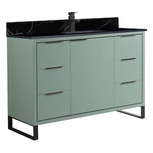 Opulence 48 in. W x 18 in. D x 33.5 in. H Single Sink Bath Vanity in Mint Green with Black Marble Top